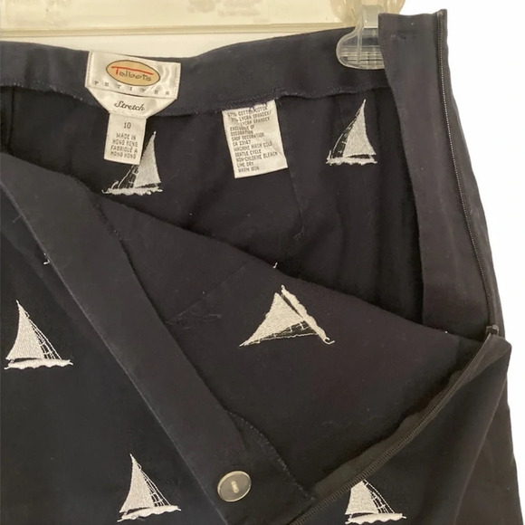 TALBOTS Nautical Dark Blue Embroidered Skirt Size 10 - Picture 2 of 3